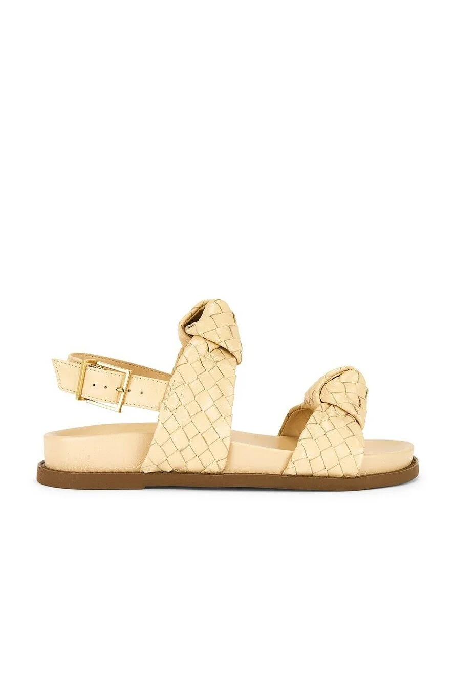 Schutz Kareena Knot Sporty Sandal in Natural Nibs woven leather